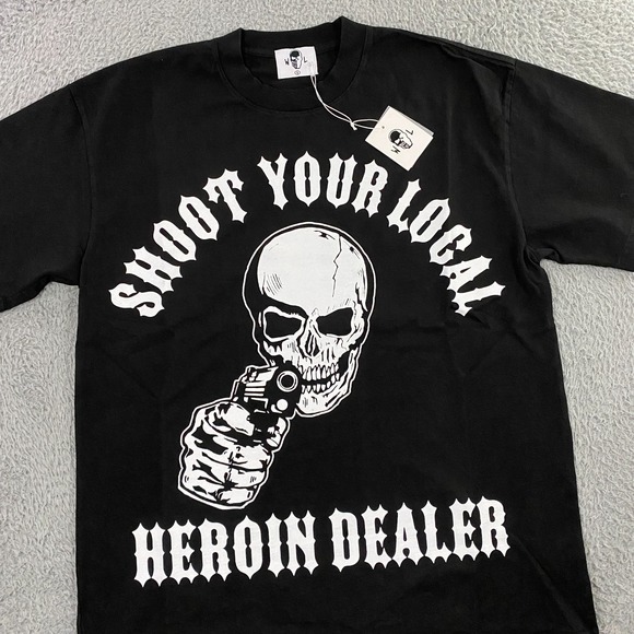 Warren Lotas T-Shirt size Small Shoot Your Local Heroin‎ Dealer Skull Western - Picture 1 of 11